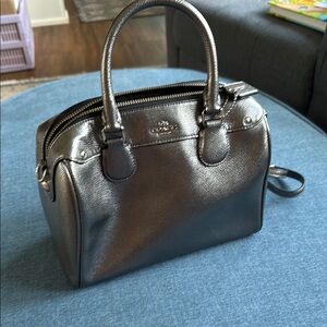Coach Pewter pebbled  Leather Handbag